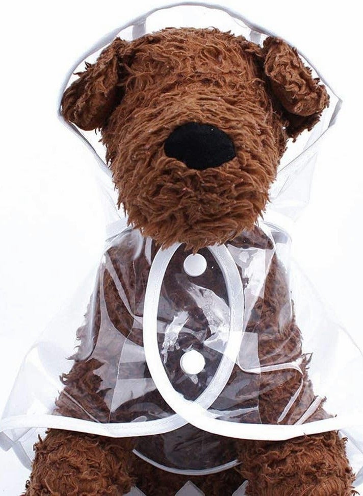 معطف مطر للحيوانات الأليفة، شفاف أبيض مقاس M، ملابس مقاومة للماء للكلاب الصغيرة، سترة مطر للجراء، بونشو شفاف، ملابس مطر للكلاب الصغيرة، مستلزمات الحيوانات الأليفة الخارجية، معطف مطر لكلب تيدي بودل بيشون - Image 3